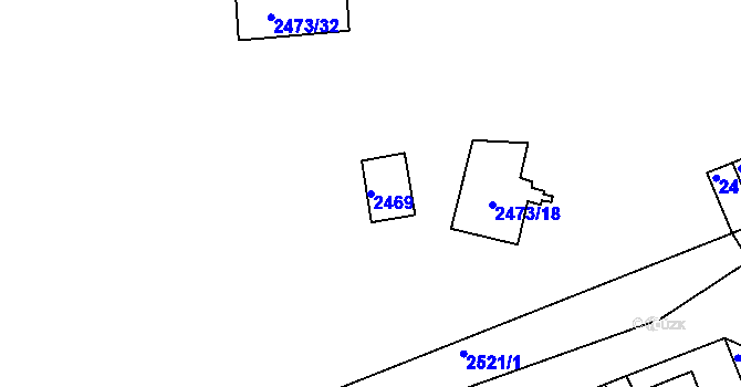 Parcela st. 2469 v KÚ Kadaň, Katastrální mapa