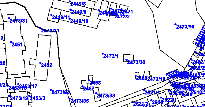 Parcela st. 2473/1 v KÚ Kadaň, Katastrální mapa