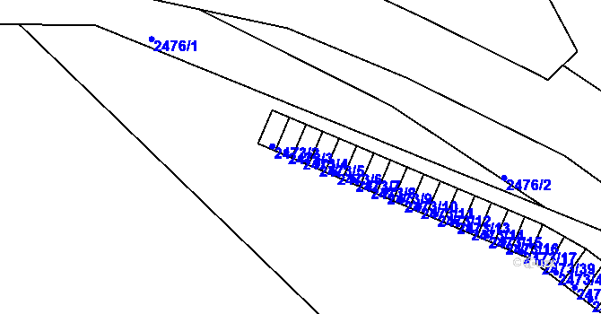 Parcela st. 2473/4 v KÚ Kadaň, Katastrální mapa