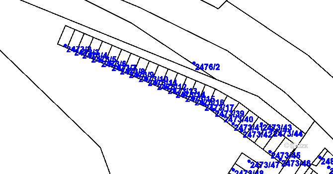 Parcela st. 2473/13 v KÚ Kadaň, Katastrální mapa