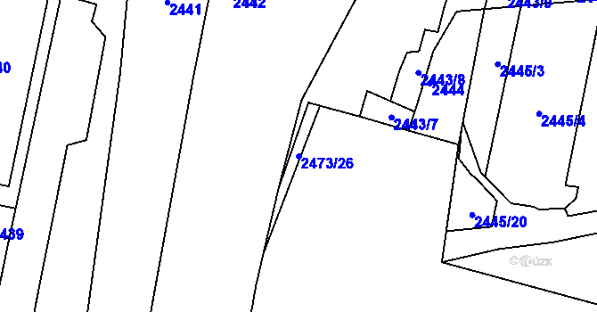 Parcela st. 2473/26 v KÚ Kadaň, Katastrální mapa
