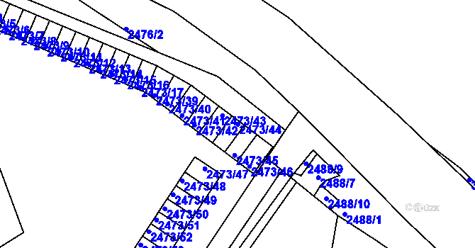 Parcela st. 2473/44 v KÚ Kadaň, Katastrální mapa