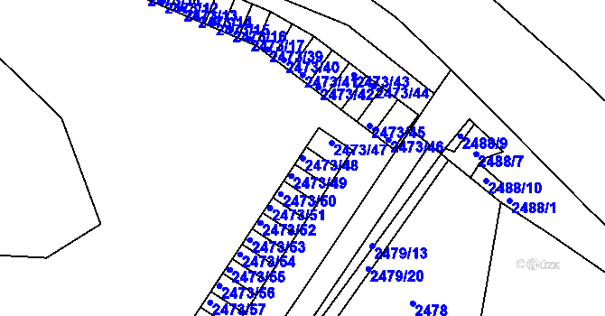 Parcela st. 2473/48 v KÚ Kadaň, Katastrální mapa