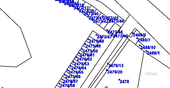 Parcela st. 2473/49 v KÚ Kadaň, Katastrální mapa