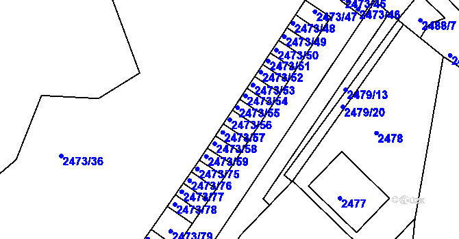 Parcela st. 2473/56 v KÚ Kadaň, Katastrální mapa