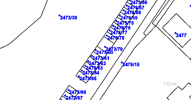 Parcela st. 2473/60 v KÚ Kadaň, Katastrální mapa
