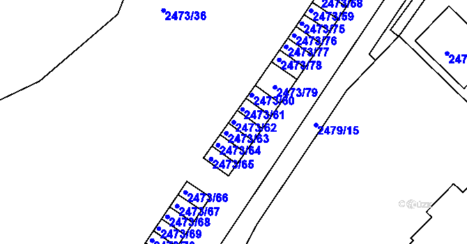 Parcela st. 2473/62 v KÚ Kadaň, Katastrální mapa