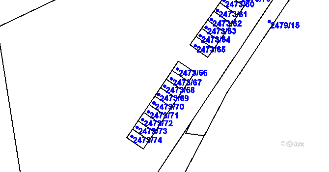 Parcela st. 2473/68 v KÚ Kadaň, Katastrální mapa