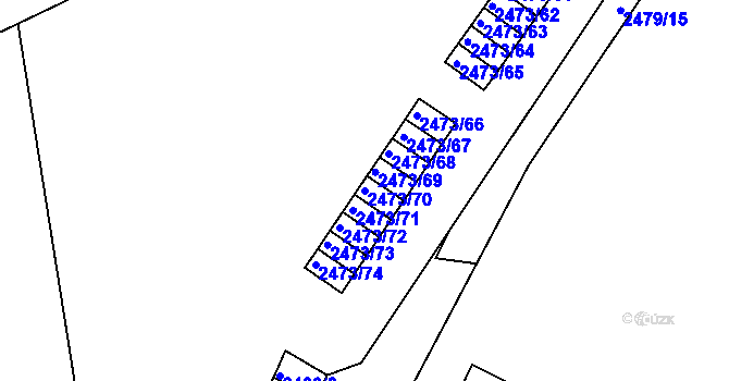 Parcela st. 2473/70 v KÚ Kadaň, Katastrální mapa