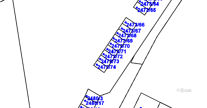 Parcela st. 2473/72 v KÚ Kadaň, Katastrální mapa