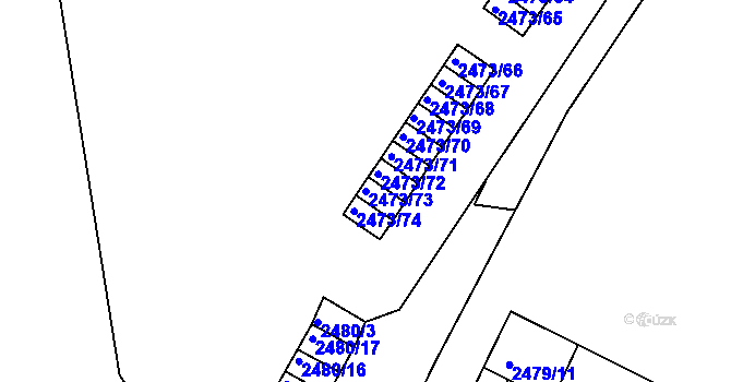 Parcela st. 2473/73 v KÚ Kadaň, Katastrální mapa