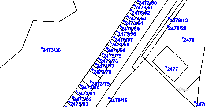 Parcela st. 2473/75 v KÚ Kadaň, Katastrální mapa