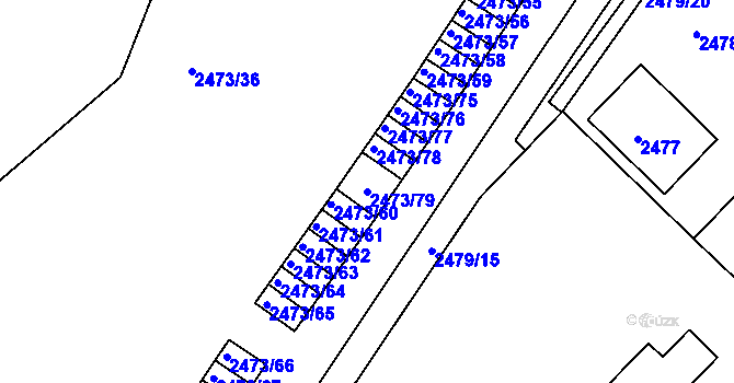 Parcela st. 2473/79 v KÚ Kadaň, Katastrální mapa