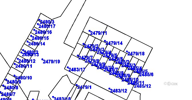 Parcela st. 2479/4 v KÚ Kadaň, Katastrální mapa