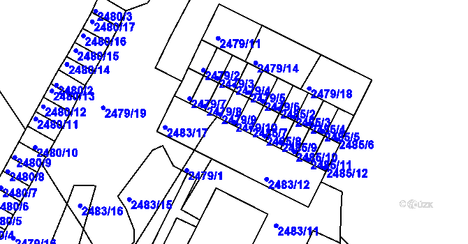Parcela st. 2479/10 v KÚ Kadaň, Katastrální mapa