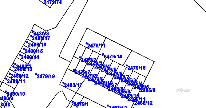 Parcela st. 2479/14 v KÚ Kadaň, Katastrální mapa