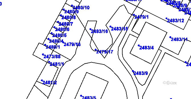 Parcela st. 2479/17 v KÚ Kadaň, Katastrální mapa