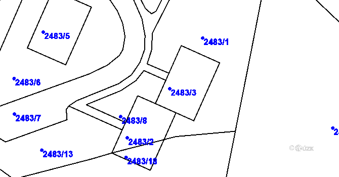 Parcela st. 2483/3 v KÚ Kadaň, Katastrální mapa