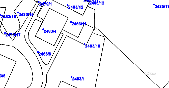 Parcela st. 2483/10 v KÚ Kadaň, Katastrální mapa