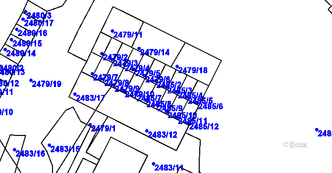 Parcela st. 2485/3 v KÚ Kadaň, Katastrální mapa