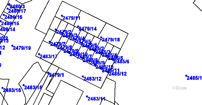 Parcela st. 2485/4 v KÚ Kadaň, Katastrální mapa