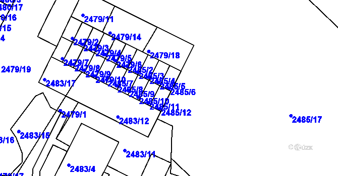 Parcela st. 2485/6 v KÚ Kadaň, Katastrální mapa