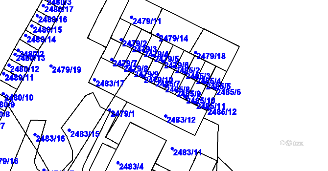 Parcela st. 2485/8 v KÚ Kadaň, Katastrální mapa