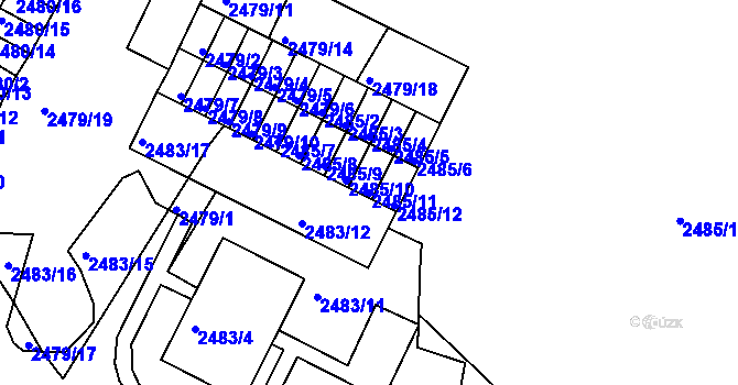Parcela st. 2485/11 v KÚ Kadaň, Katastrální mapa