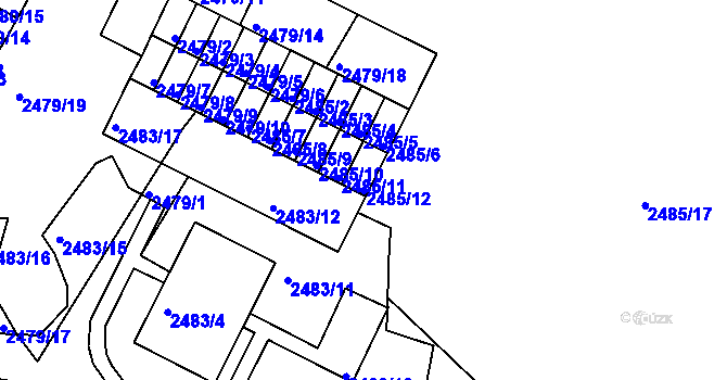 Parcela st. 2485/12 v KÚ Kadaň, Katastrální mapa