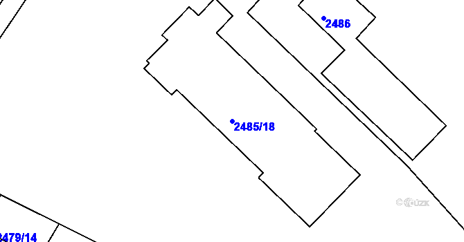 Parcela st. 2485/18 v KÚ Kadaň, Katastrální mapa