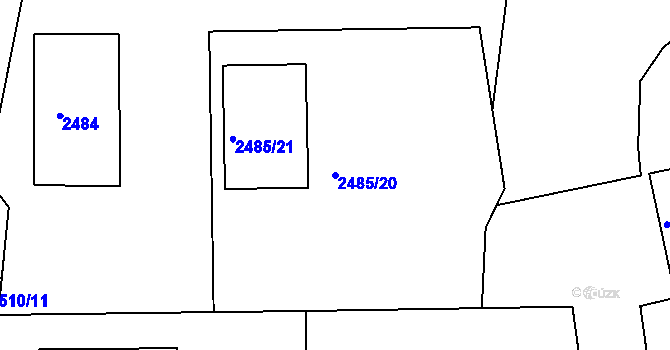 Parcela st. 2485/20 v KÚ Kadaň, Katastrální mapa