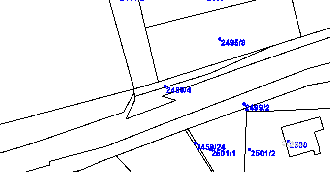 Parcela st. 2488/4 v KÚ Kadaň, Katastrální mapa