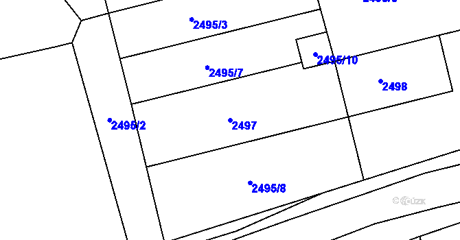 Parcela st. 2497 v KÚ Kadaň, Katastrální mapa