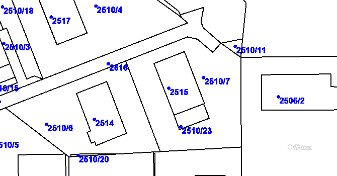 Parcela st. 2515 v KÚ Kadaň, Katastrální mapa