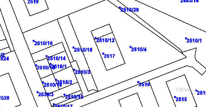 Parcela st. 2517 v KÚ Kadaň, Katastrální mapa