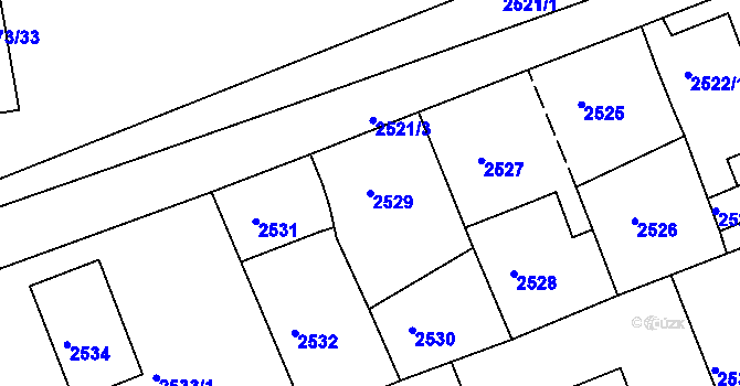 Parcela st. 2529 v KÚ Kadaň, Katastrální mapa