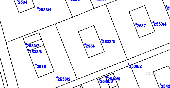 Parcela st. 2536 v KÚ Kadaň, Katastrální mapa