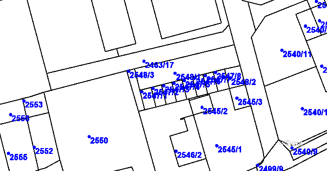 Parcela st. 2547/3 v KÚ Kadaň, Katastrální mapa