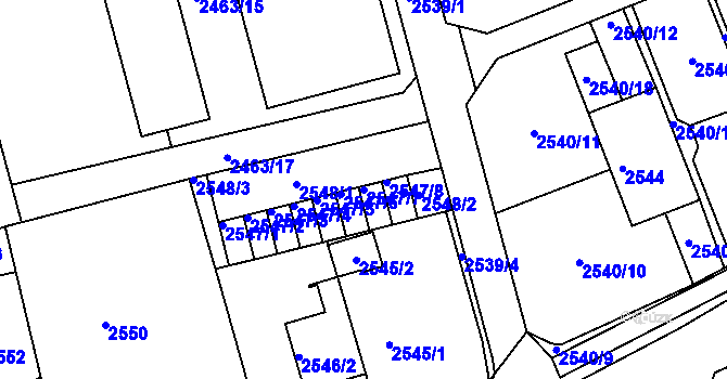 Parcela st. 2547/7 v KÚ Kadaň, Katastrální mapa