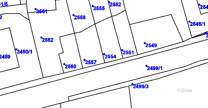 Parcela st. 2554 v KÚ Kadaň, Katastrální mapa