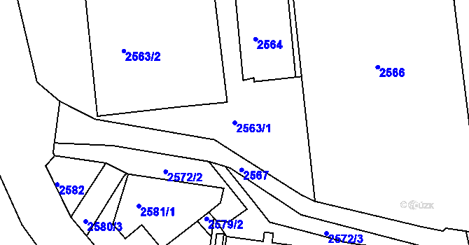 Parcela st. 2563/1 v KÚ Kadaň, Katastrální mapa