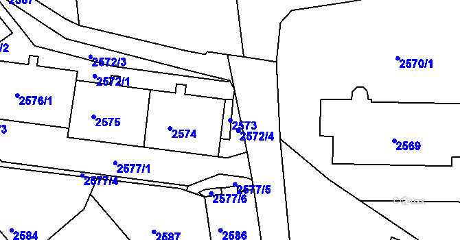 Parcela st. 2573 v KÚ Kadaň, Katastrální mapa
