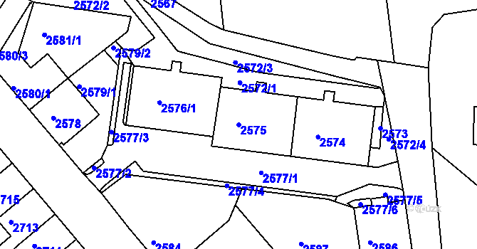 Parcela st. 2575 v KÚ Kadaň, Katastrální mapa