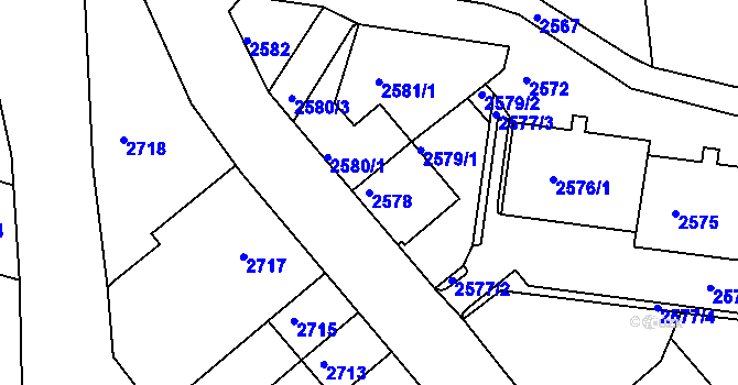 Parcela st. 2578 v KÚ Kadaň, Katastrální mapa