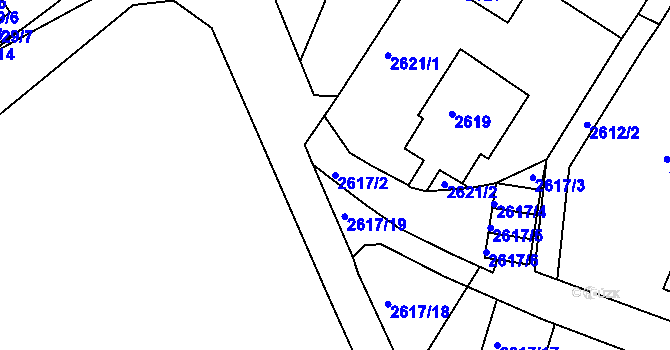 Parcela st. 2617/2 v KÚ Kadaň, Katastrální mapa