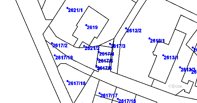 Parcela st. 2617/4 v KÚ Kadaň, Katastrální mapa