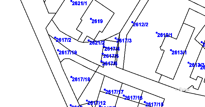 Parcela st. 2617/5 v KÚ Kadaň, Katastrální mapa