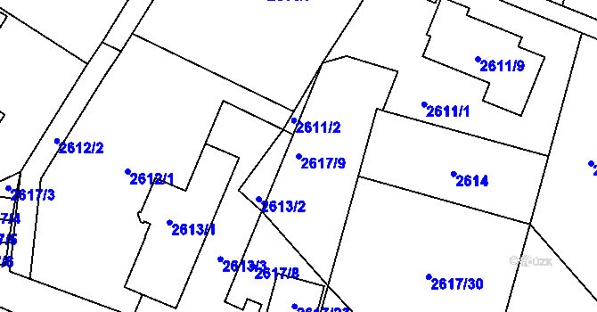 Parcela st. 2617/9 v KÚ Kadaň, Katastrální mapa