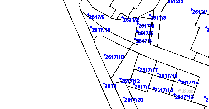 Parcela st. 2617/18 v KÚ Kadaň, Katastrální mapa