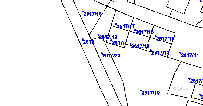 Parcela st. 2617/20 v KÚ Kadaň, Katastrální mapa